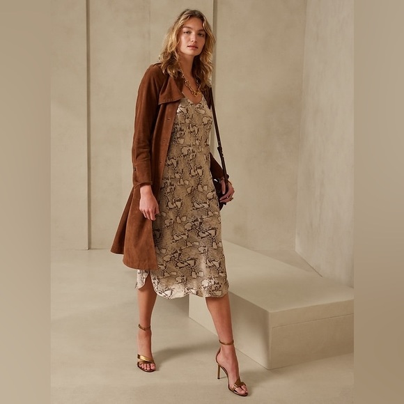 New BANANA REPUBLIC Dreamer 100% Silk Snake Print Petite Slip Maxi Dress Small P - Picture 7 of 15